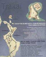 План Тракайского замка на острове и схема города Тракая