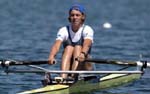 Levina (RUS) Munich Yuliya Levina of Russia racing in the semi-final of the women's single at the 2002 Zurich Rowing World Cup in Munich, Germany.